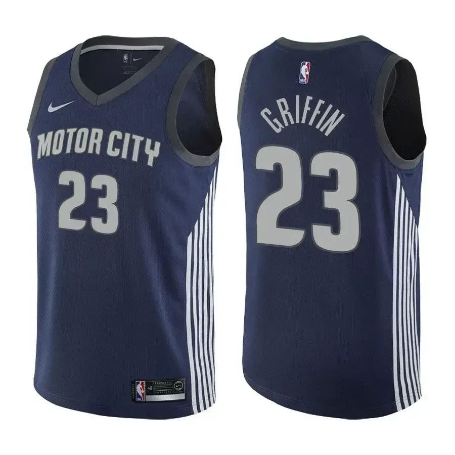 Detroit Pistons Blake Griffin 23 City Edition Swingman Navy NBA Jersey Men's