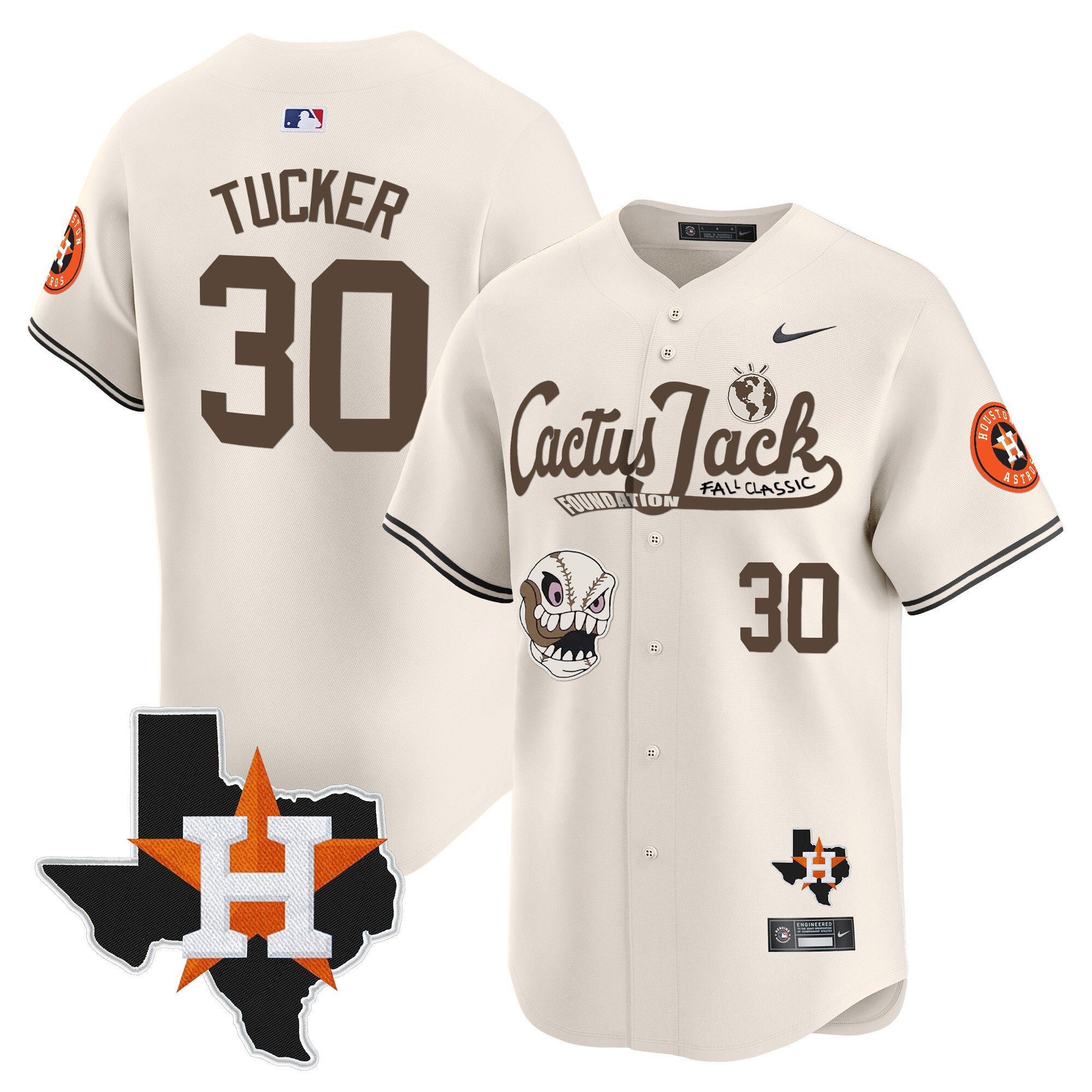 Kyle Tucker 30 Houston Astros Cactus Jack Foundation Fall Classic Limited Cream MLB Jersey Men's