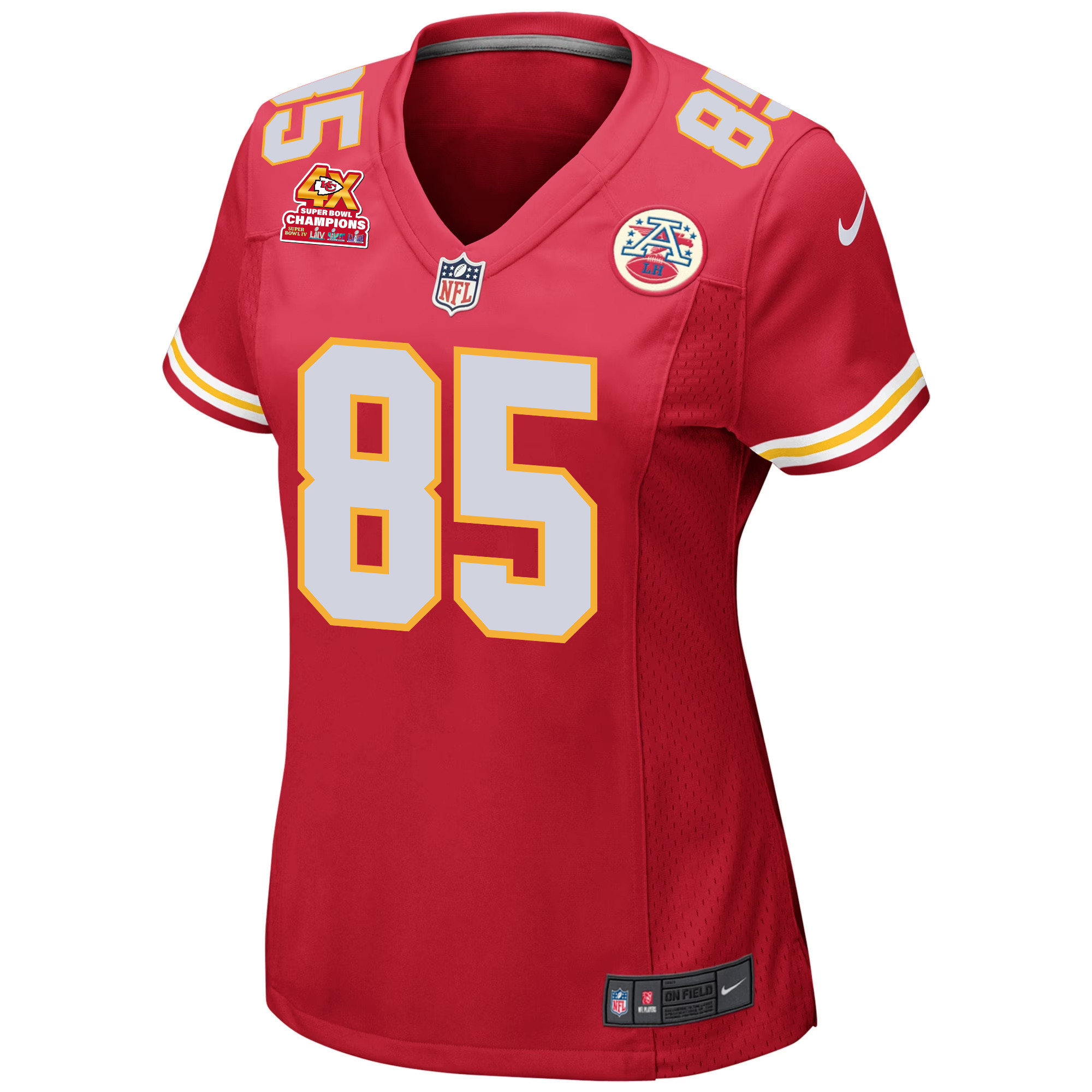 Izaiah Gathings 85 Kansas City Chiefs Super Bowl LVIII Champions 4X Game Red NFL Jersey Women's