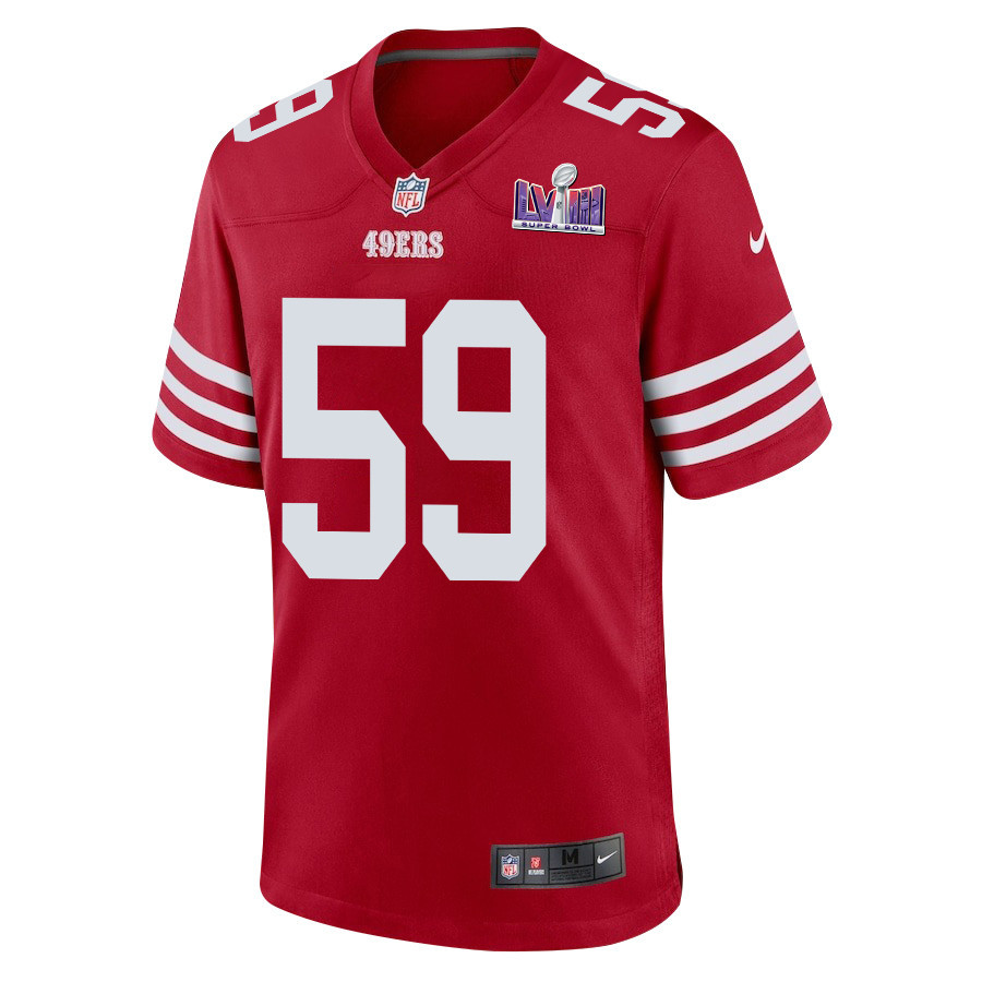 Curtis Robinson 59 San Francisco 49ers Super Bowl LVIII Patch Game Scarlet NFL Jersey Men's