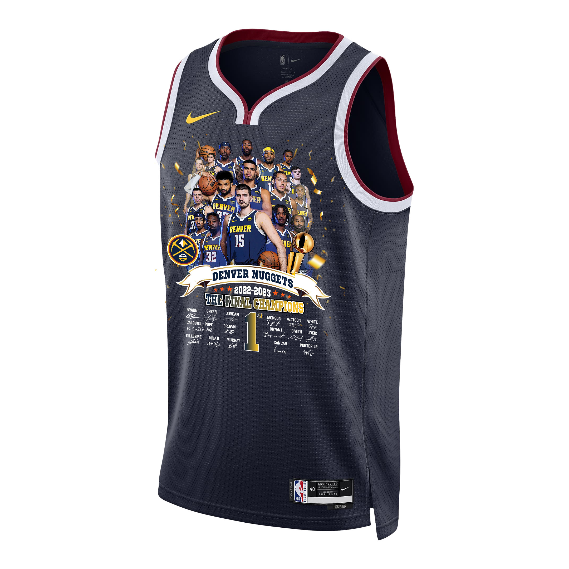 Denver Nuggets All Star Center Signatures 2023 The Finals Champions Swingman Black NBA Jersey Men's