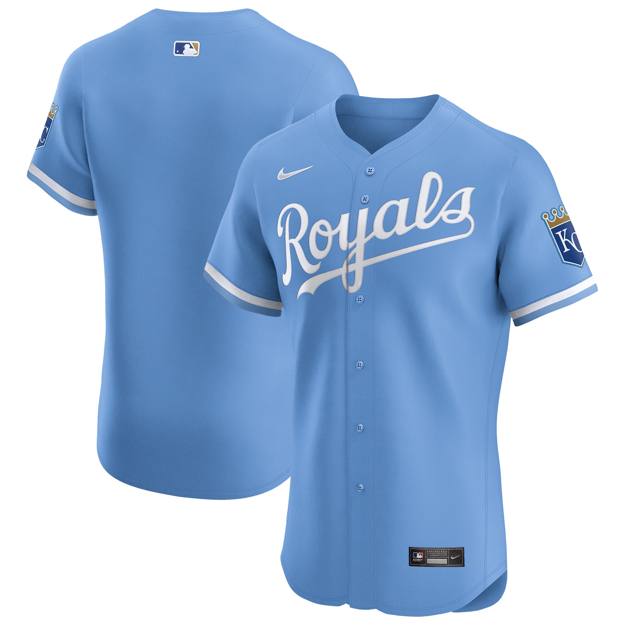 Kansas City Royals Light Blue Alternate Vapor Premier Elite Patch MLB Jersey Men's