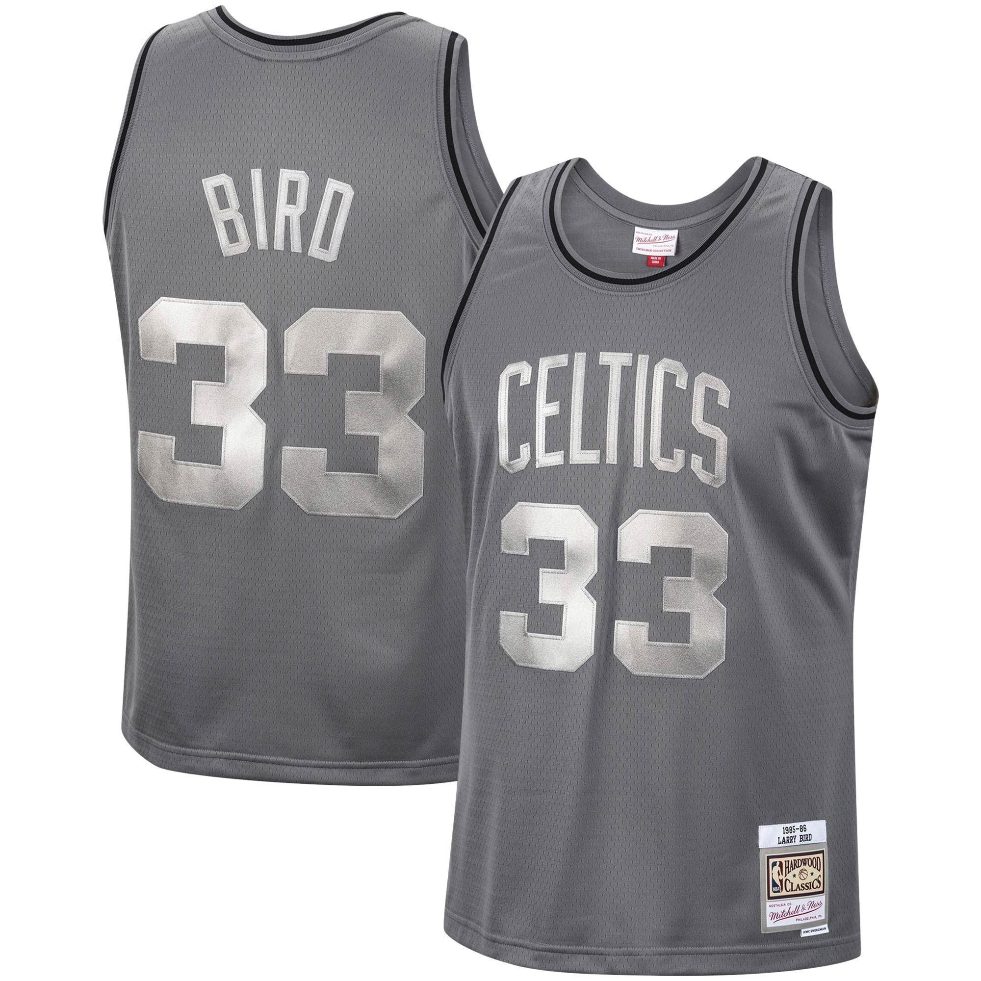 Larry Bird Boston Celtics Mitchell Ness Hardwood Classics Retired Player 1985/86 Metal Works Swingman ??Charcoal NBA Jersey Men's