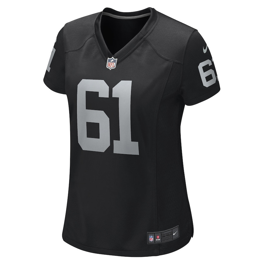 Jordan Meredith 61 Las Vegas Raiders Team Game Black NFL Jersey Women's