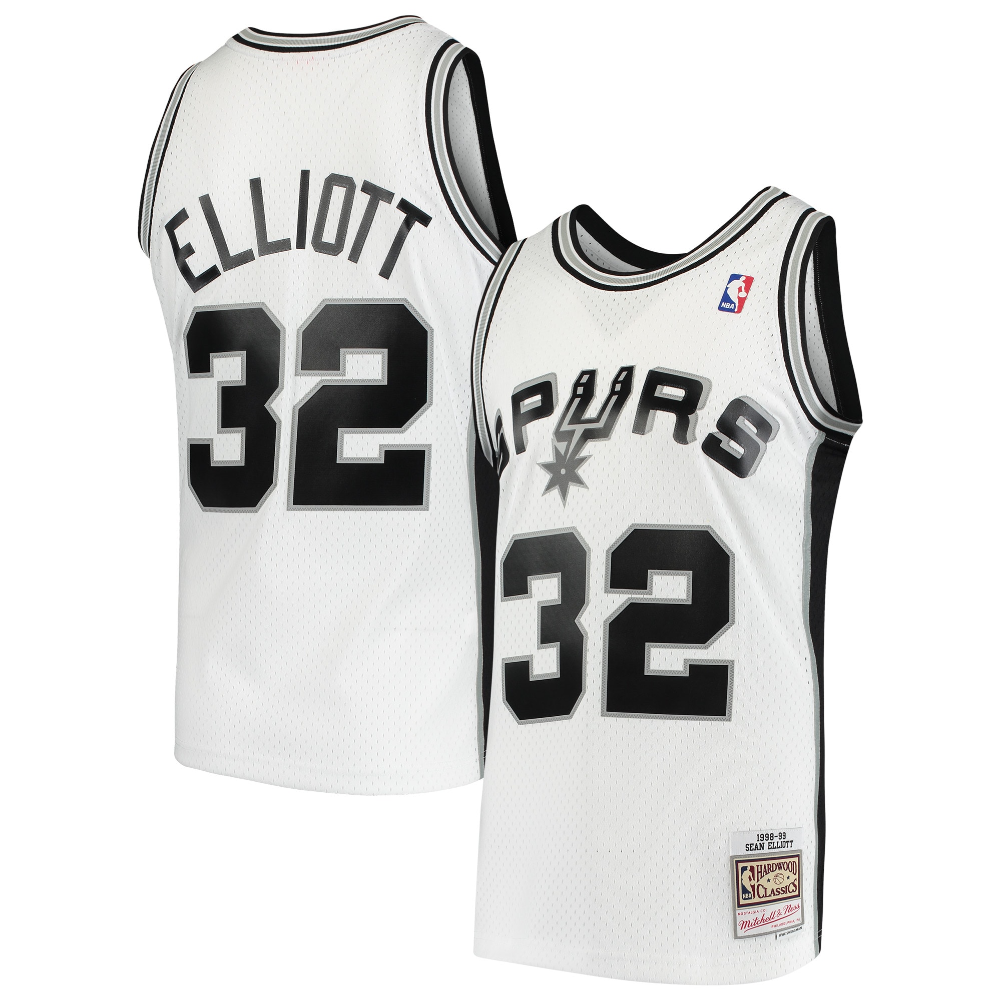 Mitchell Ness Sean Elliot White San Antonio Spurs 1998-99 Hardwood Classics Swingman NBA Jersey Men's