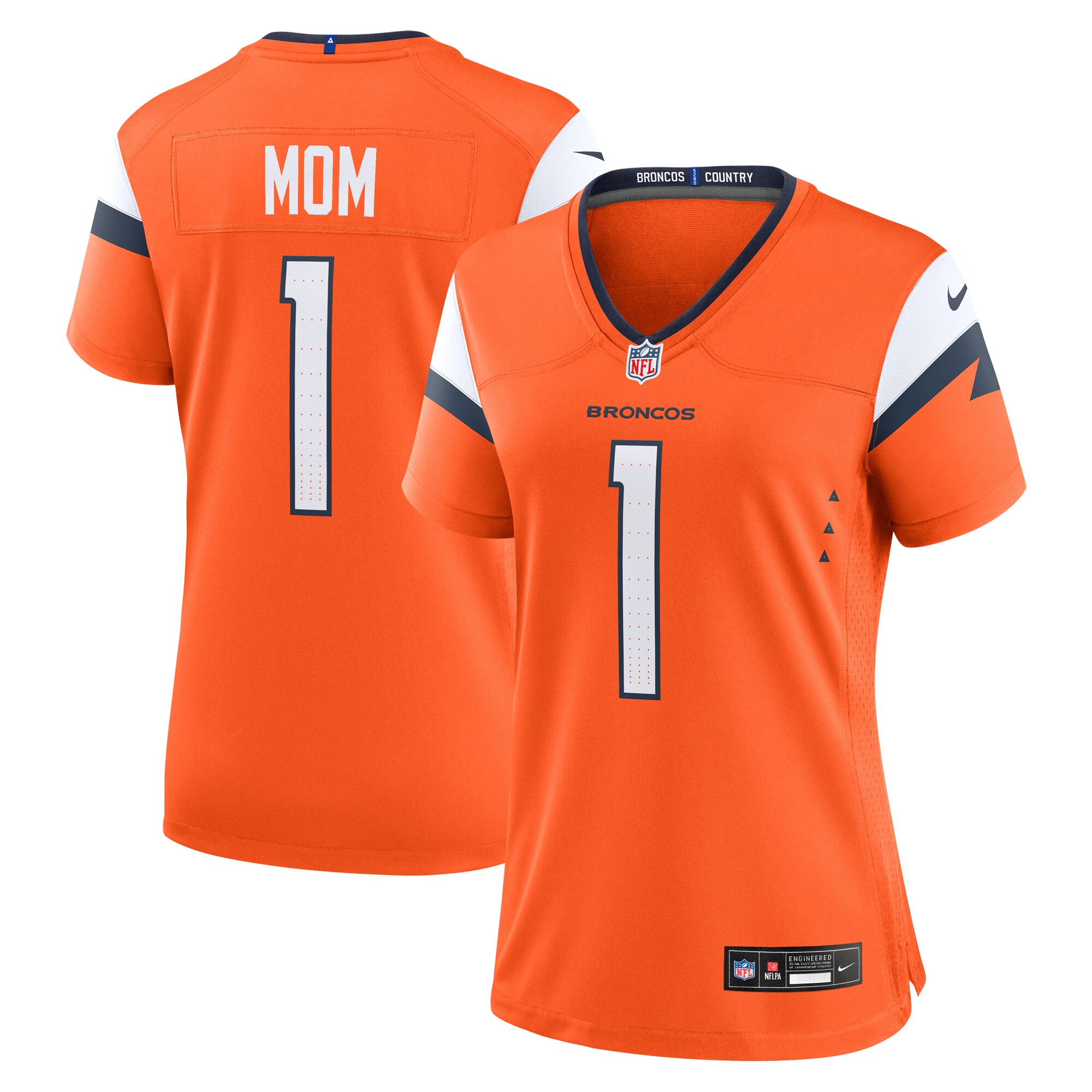 Denver Broncos Orange #1 Mom Game NFL Jersey Women's