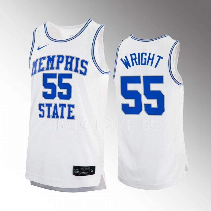 Lorenzen Wright 55 Memphis Tiger White Retired Number Retro NCAA Jersey Men's