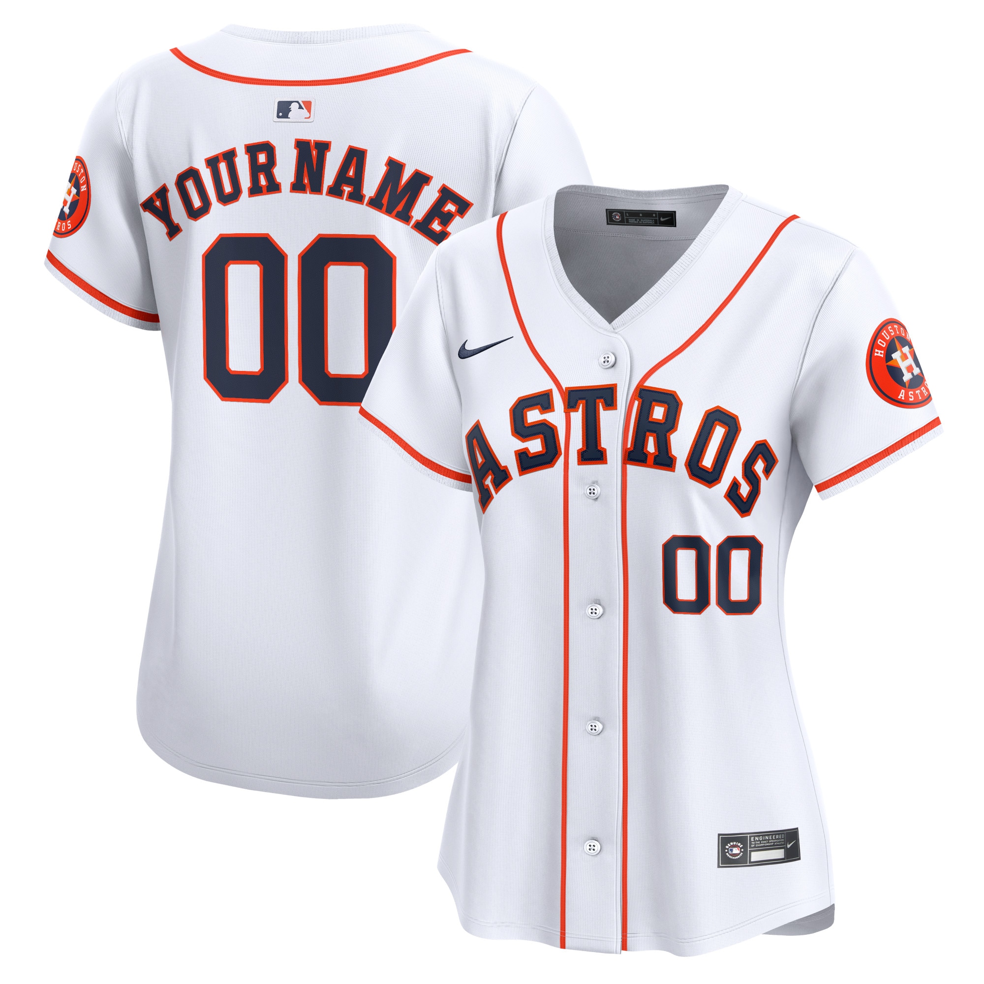 Houston Astros White Home Limited Custom MLB Jersey Women's