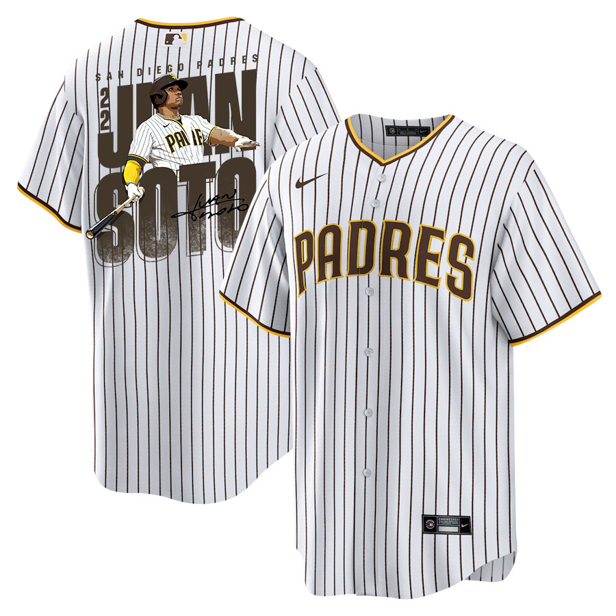 Juan Soto 22 San Diego Padres Signed Posture 2023 Home Player White MLB Jersey Men's