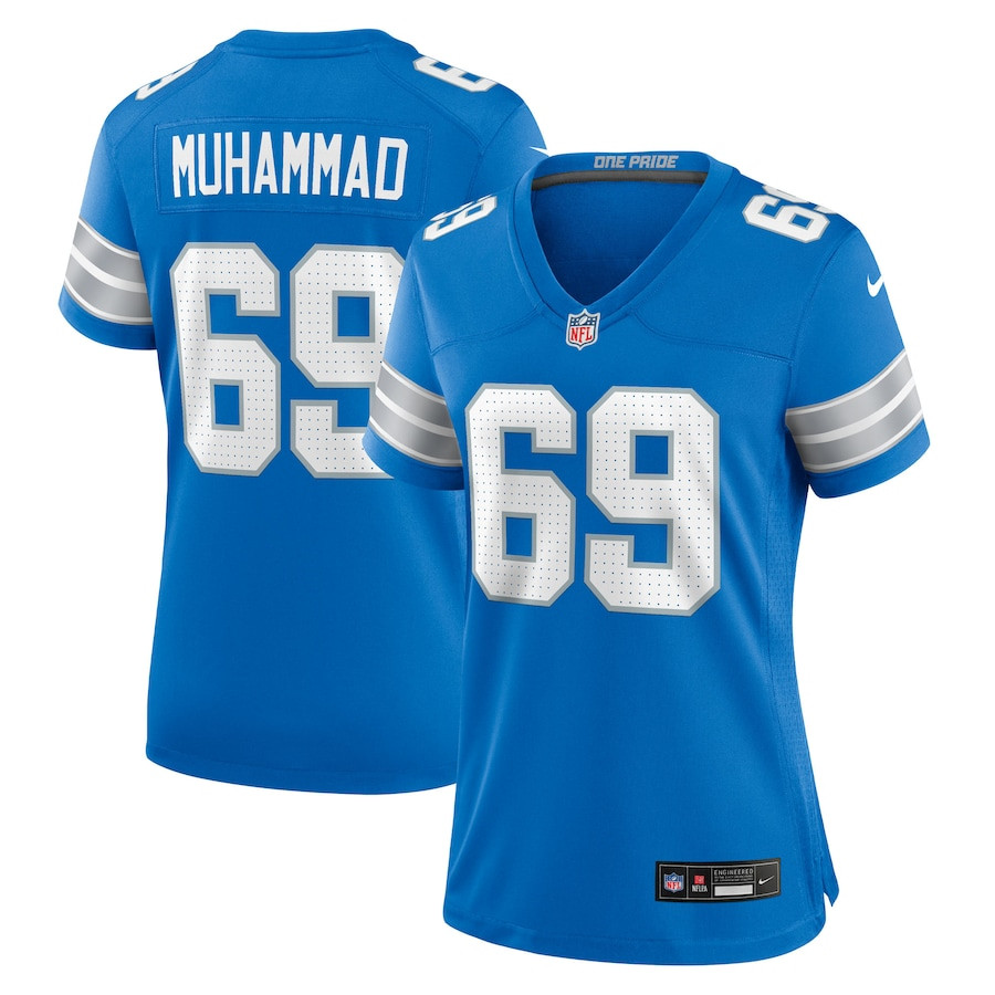 Al-Quadin Muhammad 69 Detroit Lions Team Game Blue NFL Jersey Women's