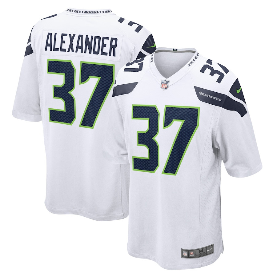 Shaun Alexander 37 Seattle Seahawks Retired Game White NFL Jersey Men's