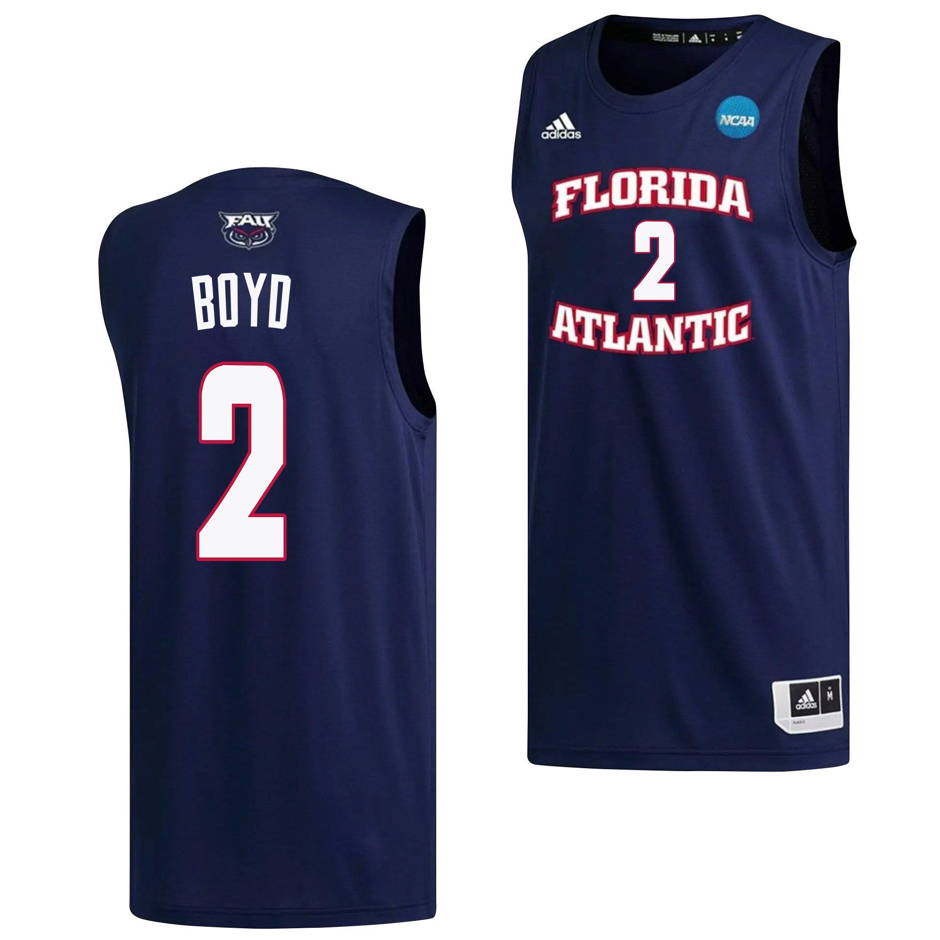 Nick Boyd 2 FAU Owls 2023 March Madness- Navy NCAA Jersey Men's