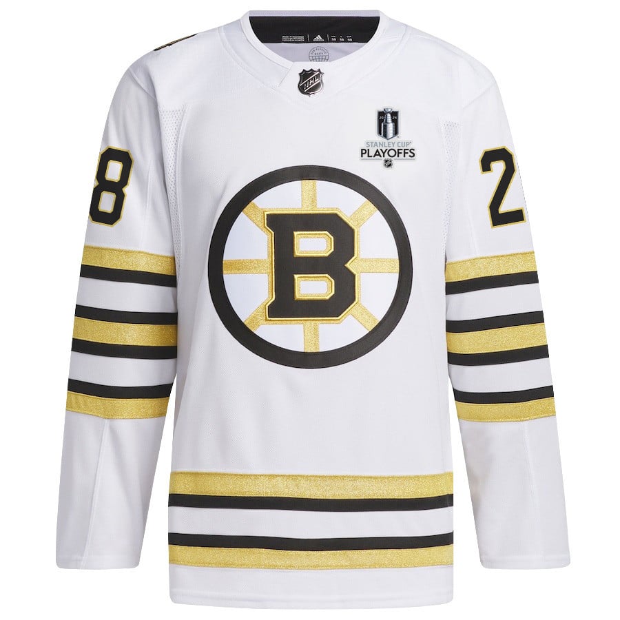 Derek Forbort 28 Boston Bruins 2024 Playoffs Patch Away White NHL Jersey Men's