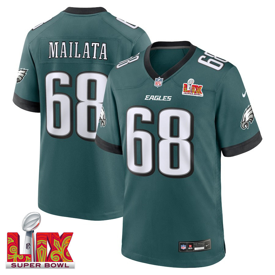 Jordan Mailata #68 Philadelphia Eagles Super Bowl LIX Midnight Green NFL Jersey Men's
