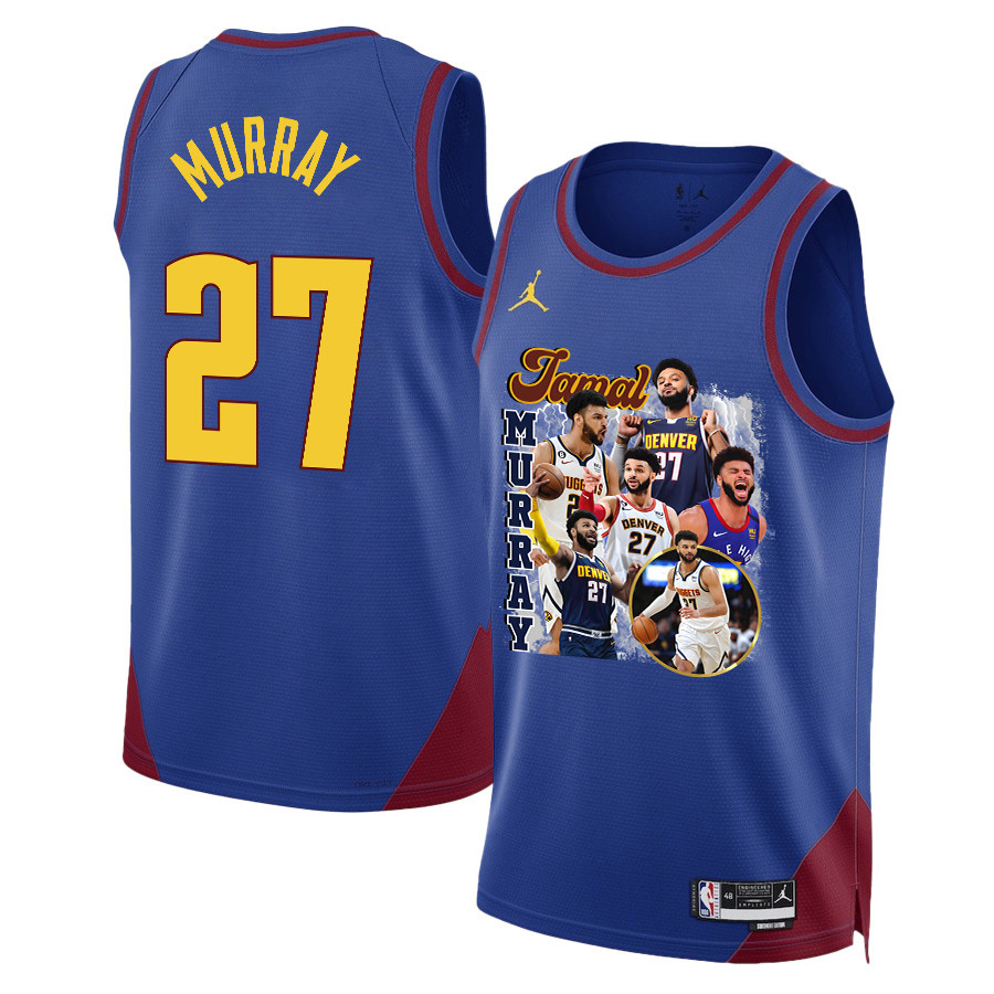 Jamal Murray 27 Denver Nuggets Playmaking Maestro 2023 Champions Swingman Blue NBA Jersey Men's