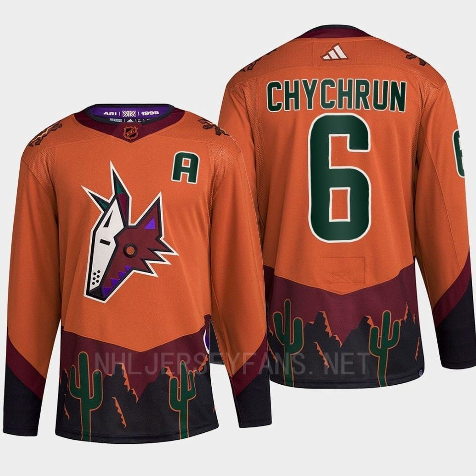 Arizona Coyotes 2022 Reverse Retro 2.0 Jakob Chychrun 6 Orange Primegreen NHL Jersey Men's