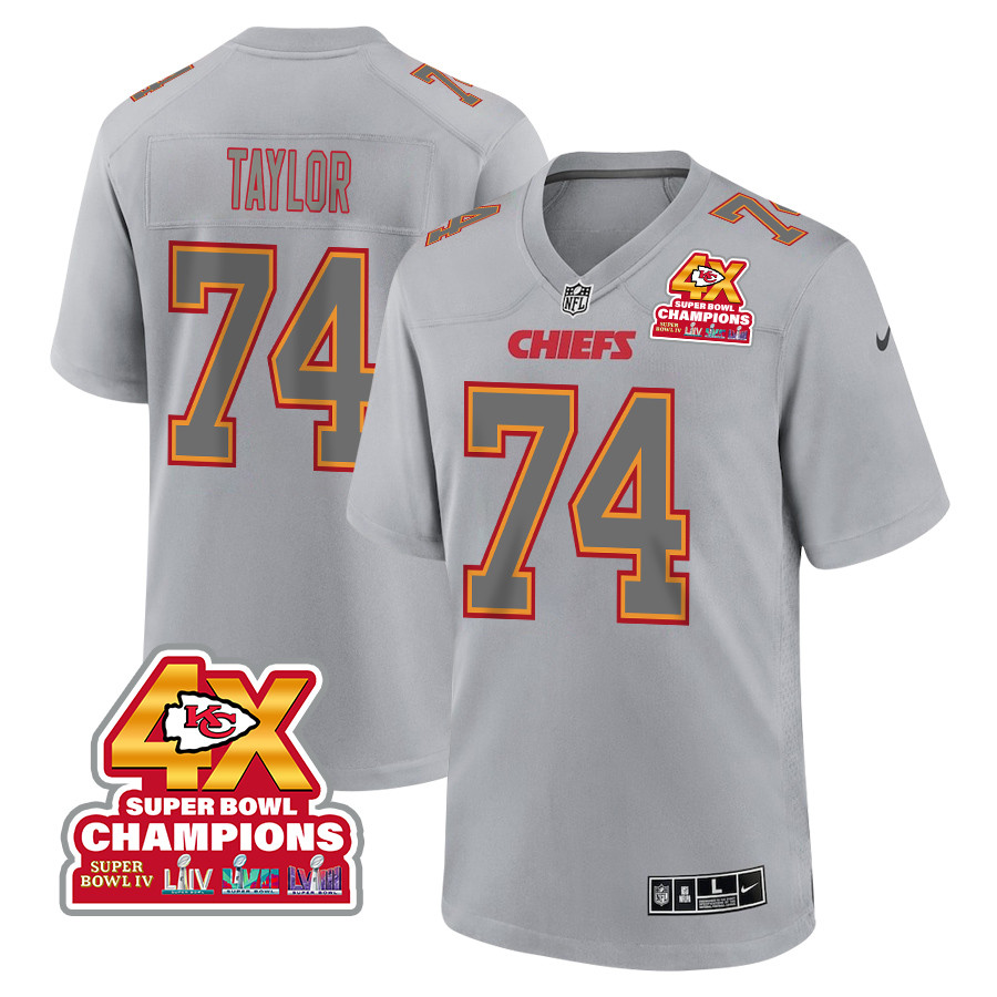 Keith Taylor 39 Kansas City Chiefs Super Bowl LVIII Champions 4X Atmosphere Fashion Game Gray NFL Jersey Men's