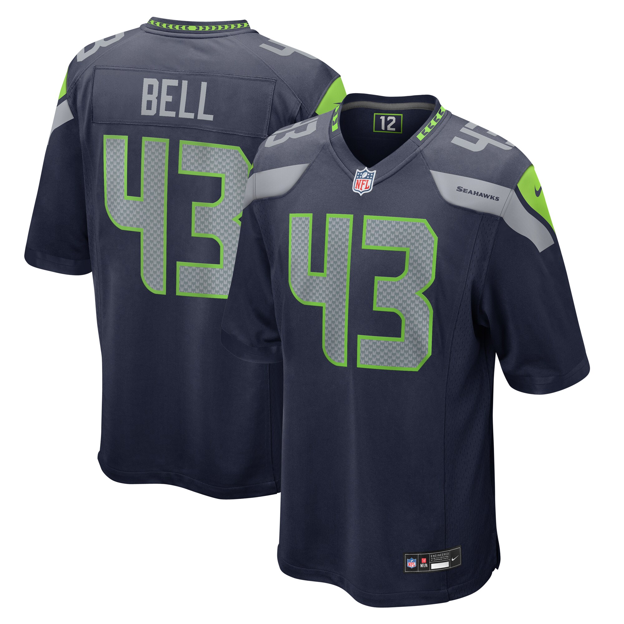Seattle Seahawks Levi Bell College Navy Team Game NFL Jersey Men's