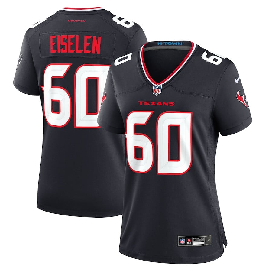 Dieter Eiselen 60 Houston Texans Team Game Navy NFL Jersey Women's