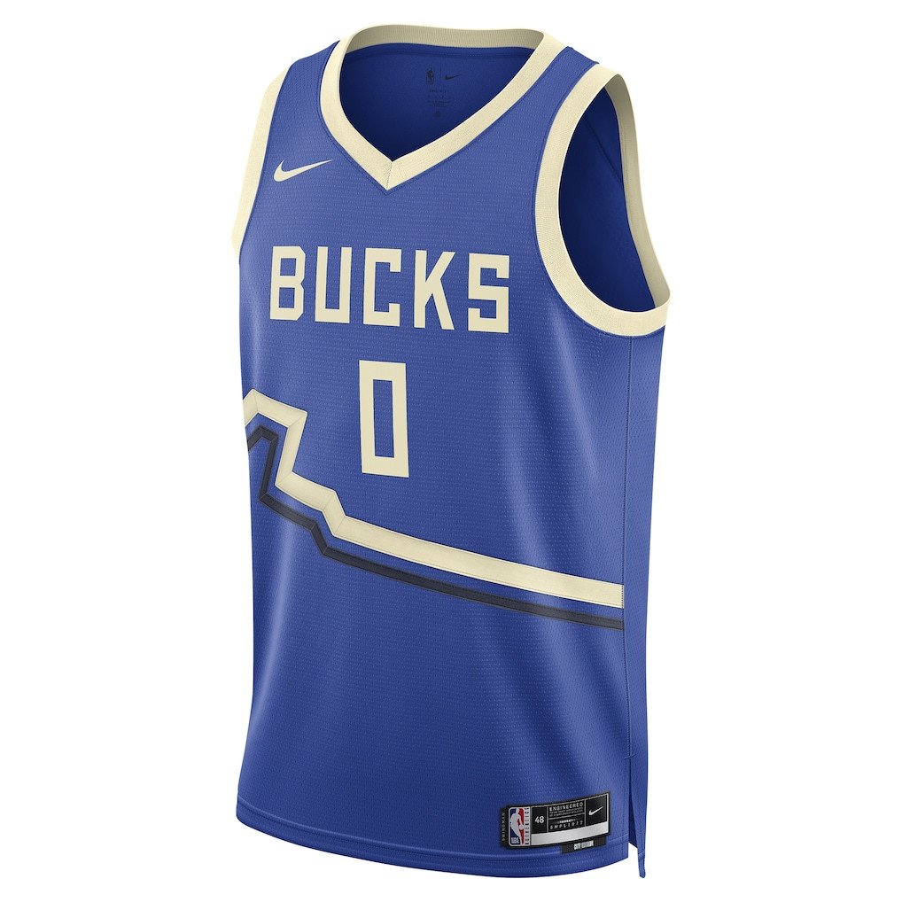Damian Lillard 0 Milwaukee Bucks Unisex 2024/25 Swingman Player City Edition Royal NBA Jersey Unisex