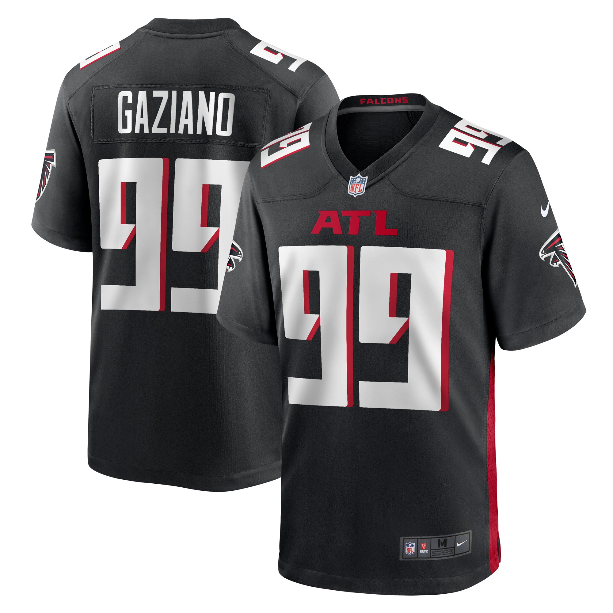 Atlanta Falcons Joe Gaziano Black Team Game NFL Jersey Men's