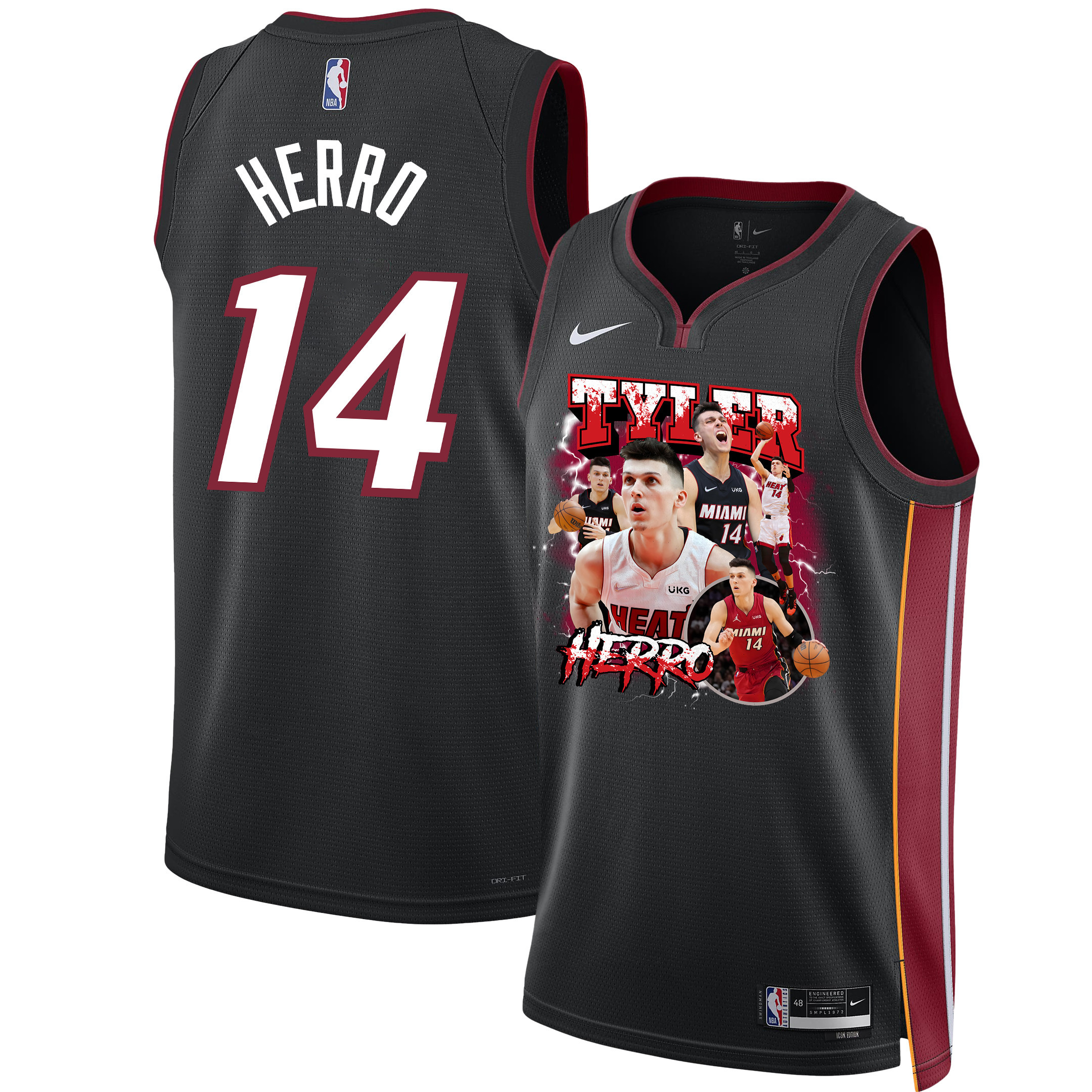 Tyler Herro 14 Miami Heat Scorching Success 2023 Champions Swingman Black NBA Jersey Men's