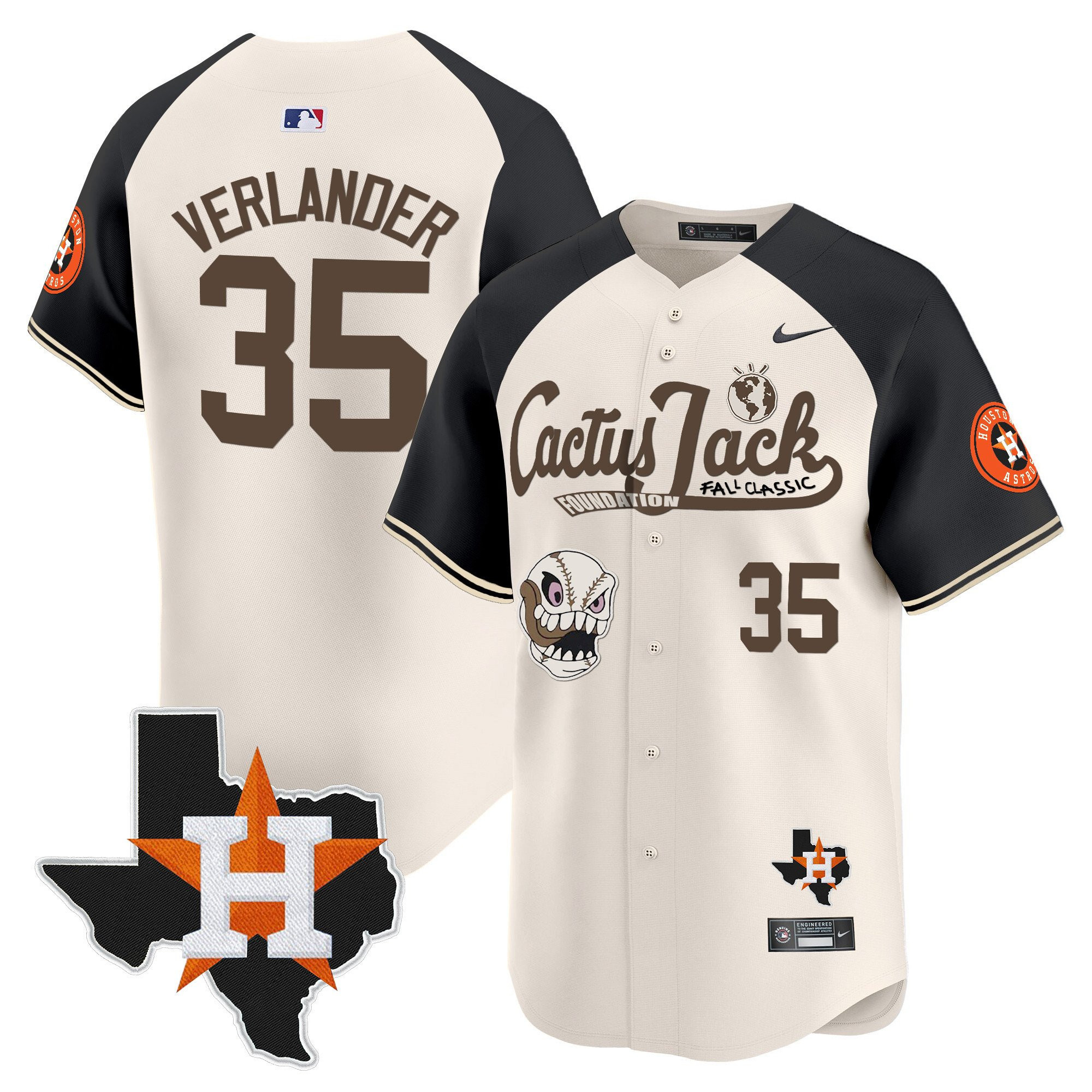 Justin Verlander 35 Houston Astros Cactus Jack Foundation Fall Classic Limited Men MLB Jersey Men's
