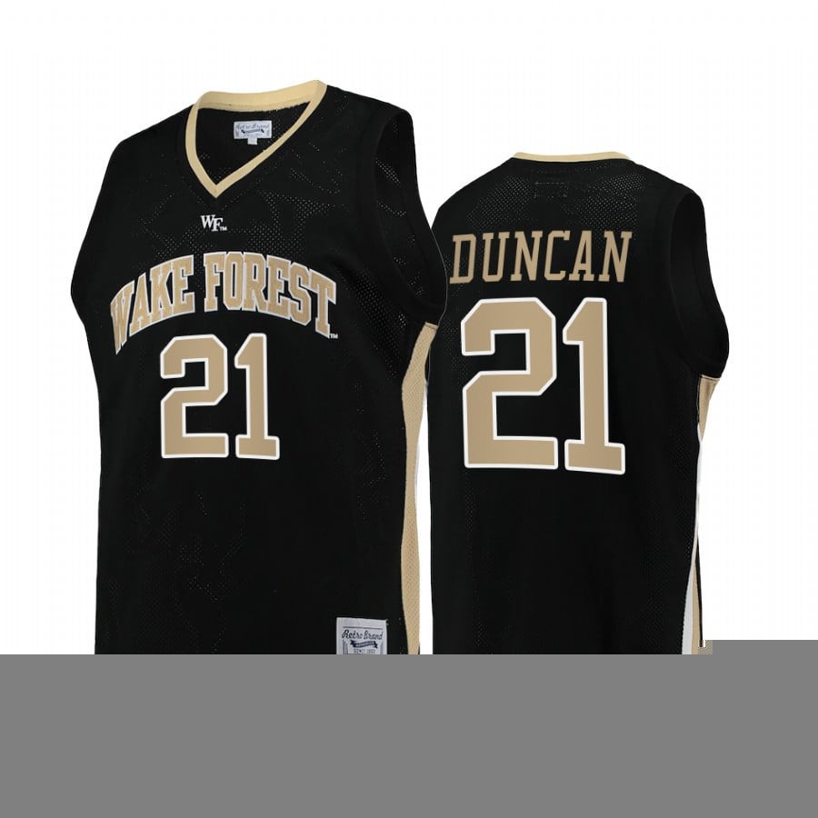 Tim Duncan 21 Wake Forest Demon Deacons Black College Retro NCAA Jersey Men's
