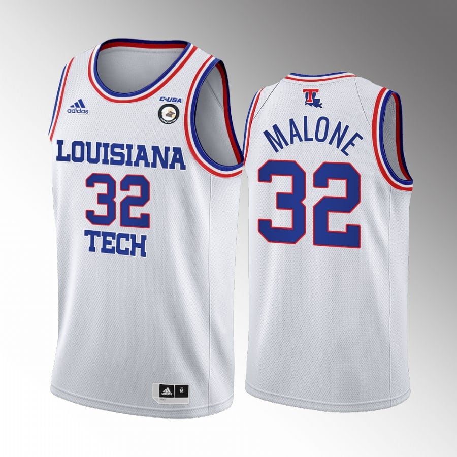 Louisiana Tech Bulldogs Karl Malone 32 College White Retired Number Uniform NCAA Jersey Men's