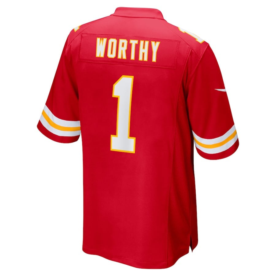 Xavier Worthy 1 Kansas City Chiefs Super Bowl LIX Game Red NFL Jersey Men's