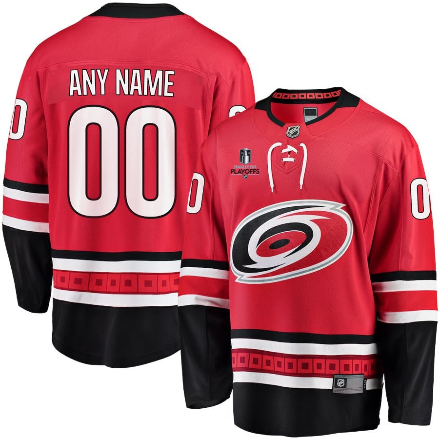 Carolina Hurricanes Stanley Cup 2023 Playoffs Patch Home Breakaway Custom Red NHL Jersey Men's