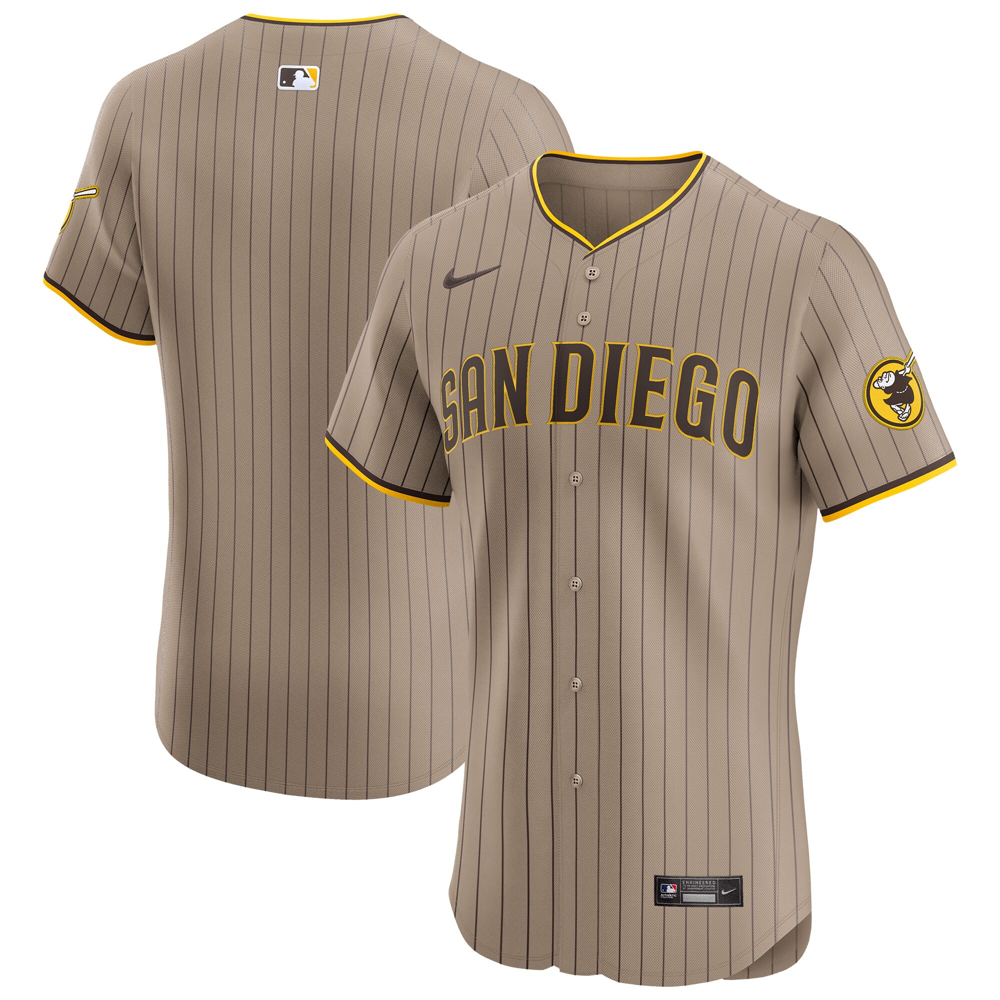 San Diego Padres Sand Alternate Vapor Premier Elite Patch MLB Jersey Men's