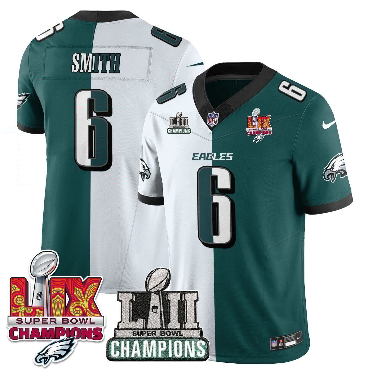 DeVonta Smith 6 Philadelphia Eagles LII-LIX Super Bowl Champions Vapor Limited Split NFL Jersey Men's