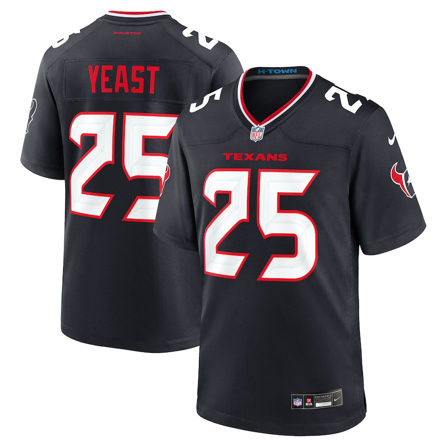 Russ Yeast 25 Houston Texans Team Game Navy NFL Jersey Men's