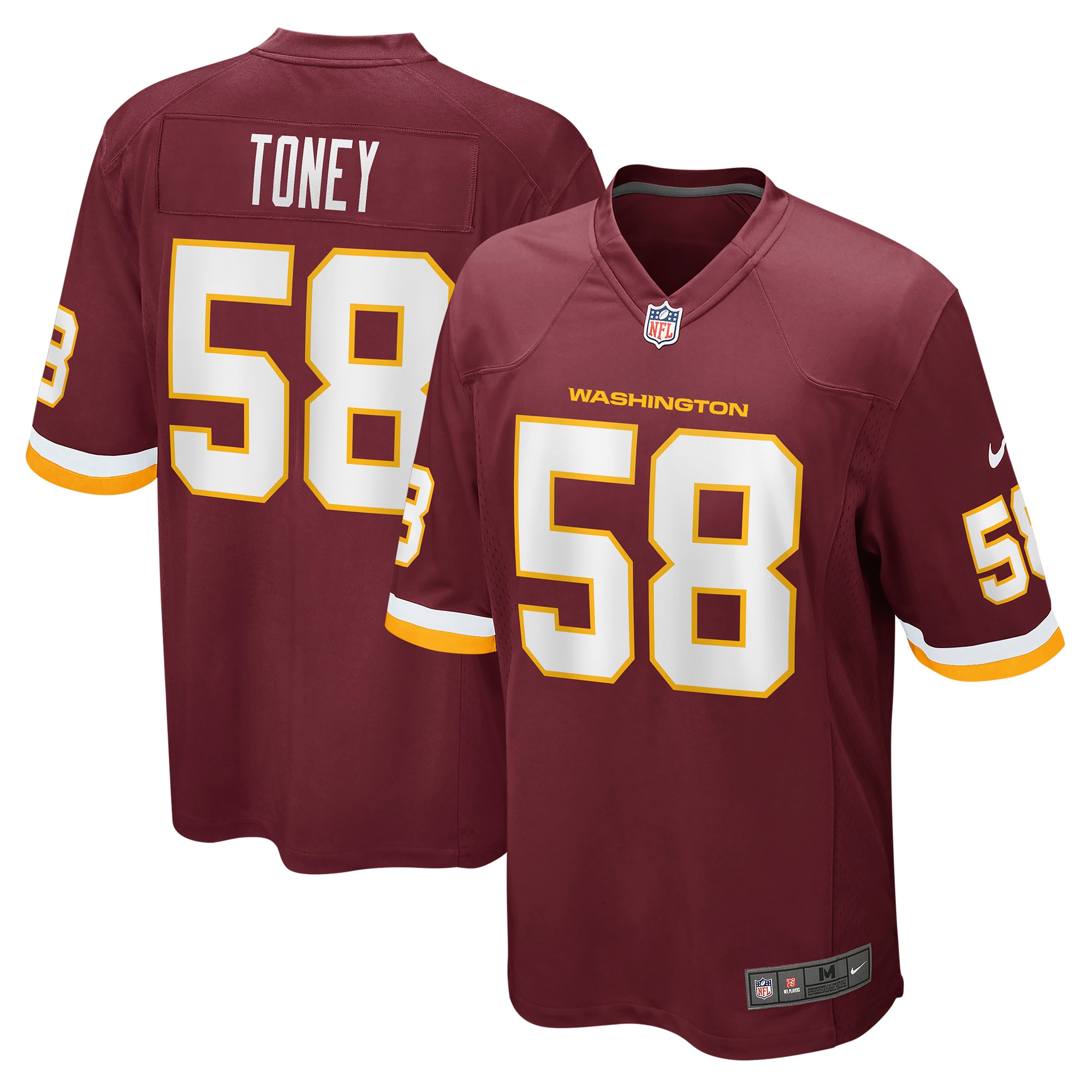 Washington Commanders Team Shaka Toney Burgundy Game NFL Jersey Men's