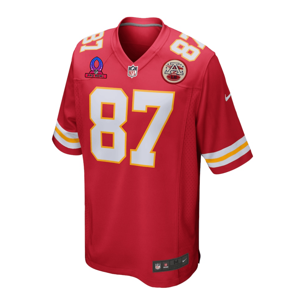 Travis Kelce 87 Kansas City Chiefs 2025 Pro Bowl Patch Game Red NFL Jersey Men's