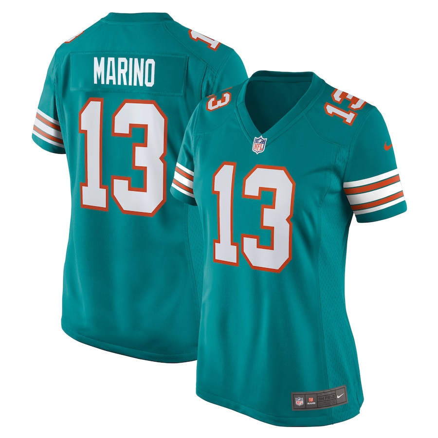 Dan Marino 13 Miami Dolphins Retired Aqua NFL Jersey Women's