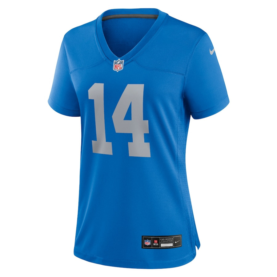 Amon-Ra St. Brown 14 Detroit Lions Alternate Game Blue NFL Jersey Women's
