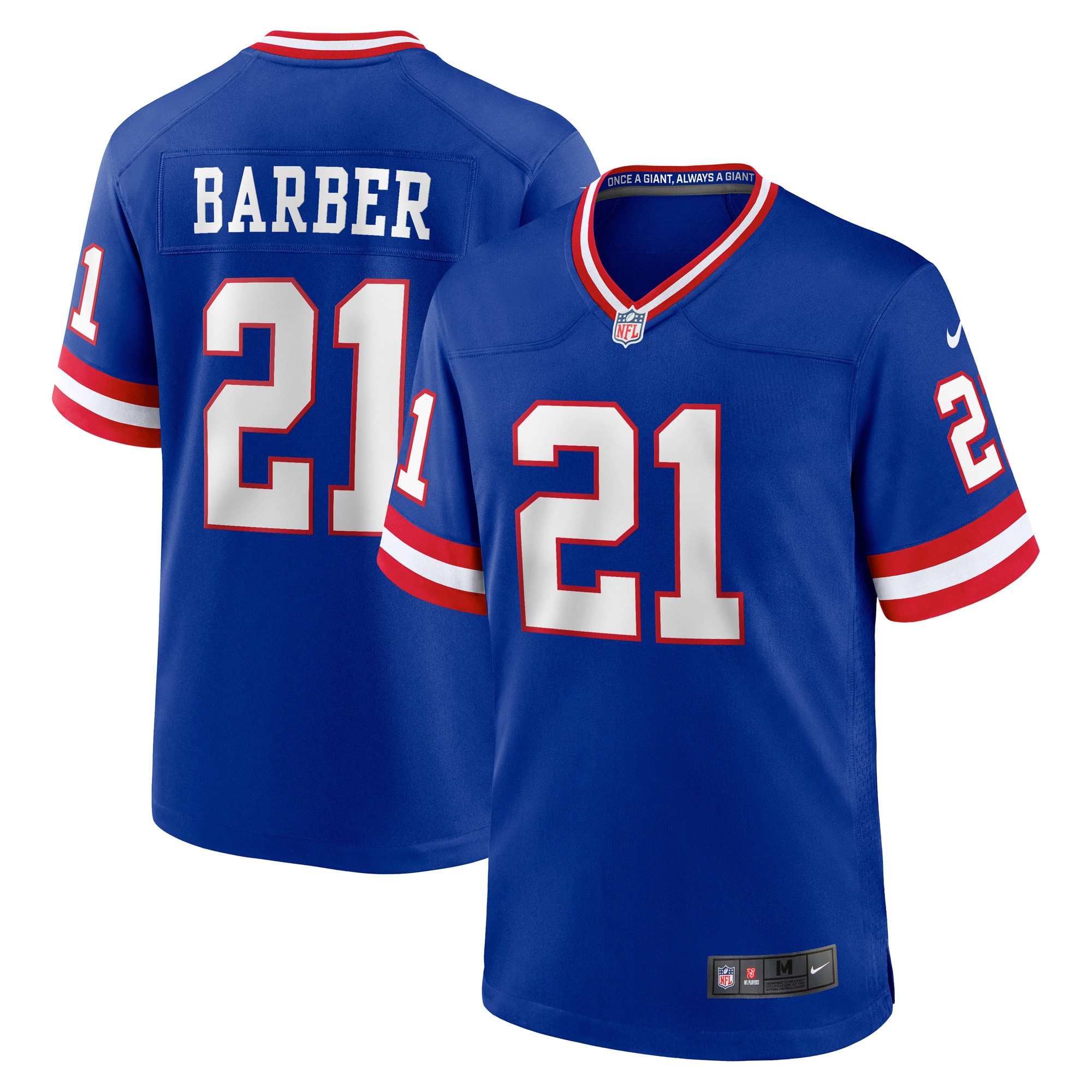 New York Giants Tiki Barber Royal Classic Retired Player Game NFL Jersey Men's