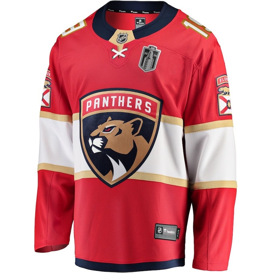 Matthew Tkachuk 19 Florida Panthers 2024 Stanley Cup Final Home Breakaway Player Red NHL Jersey Men's