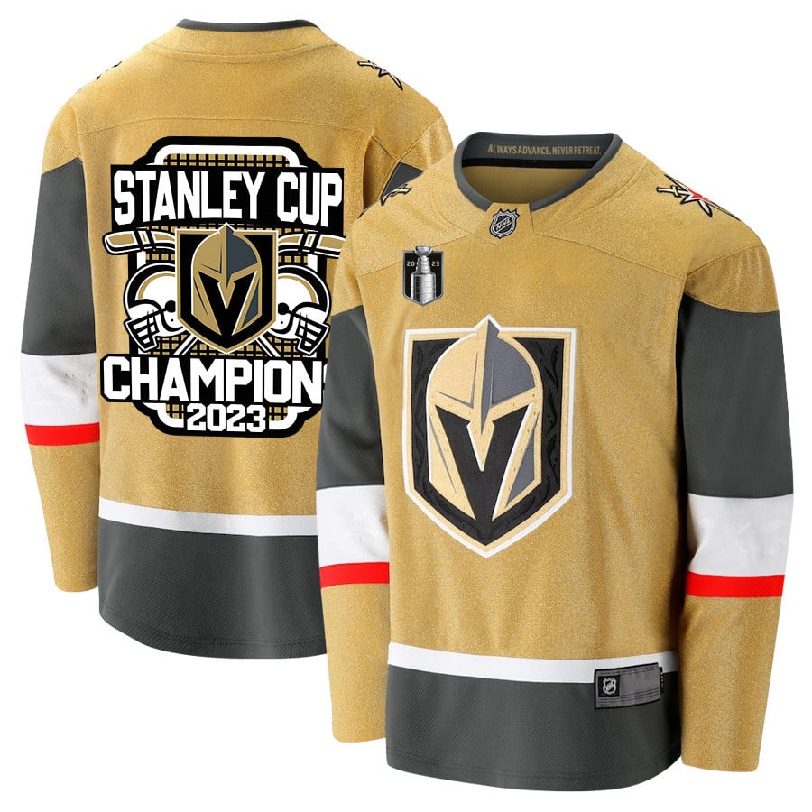 Vegas Golden Knights Crowned Champions 2023 Stanley Cup Yellow NHL Jersey Men's
