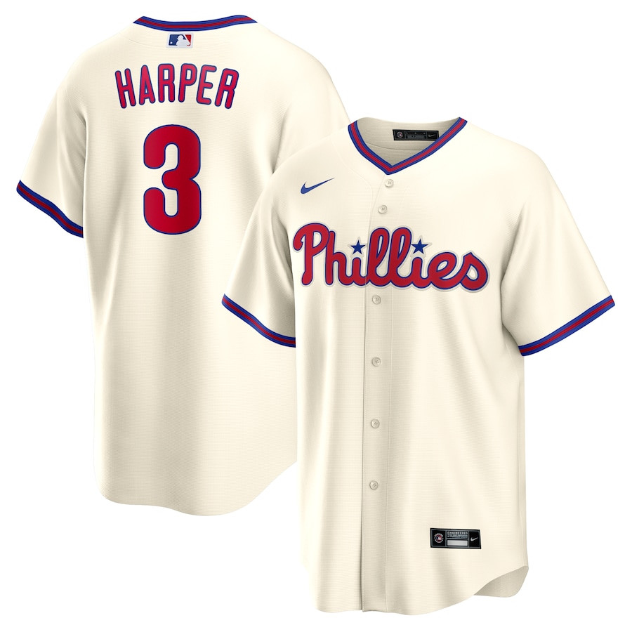 Bryce Harper 3 Philadelphia Phillies Alternate Cream MLB Jersey Men's