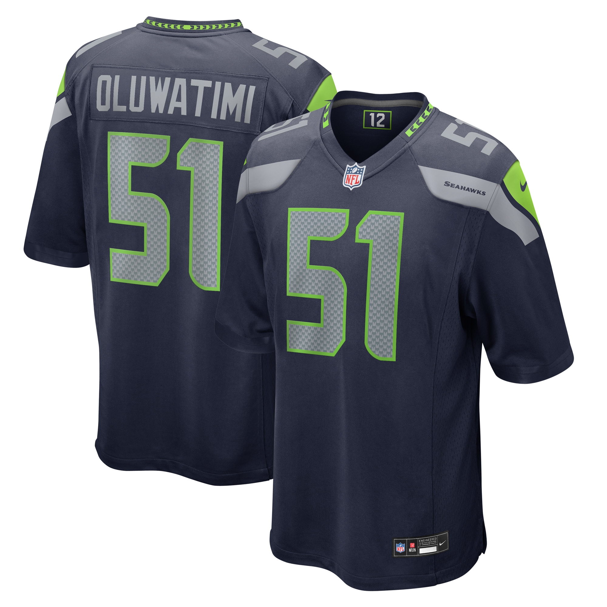 Seattle Seahawks Olu Oluwatimi College Navy Game NFL Jersey Men's