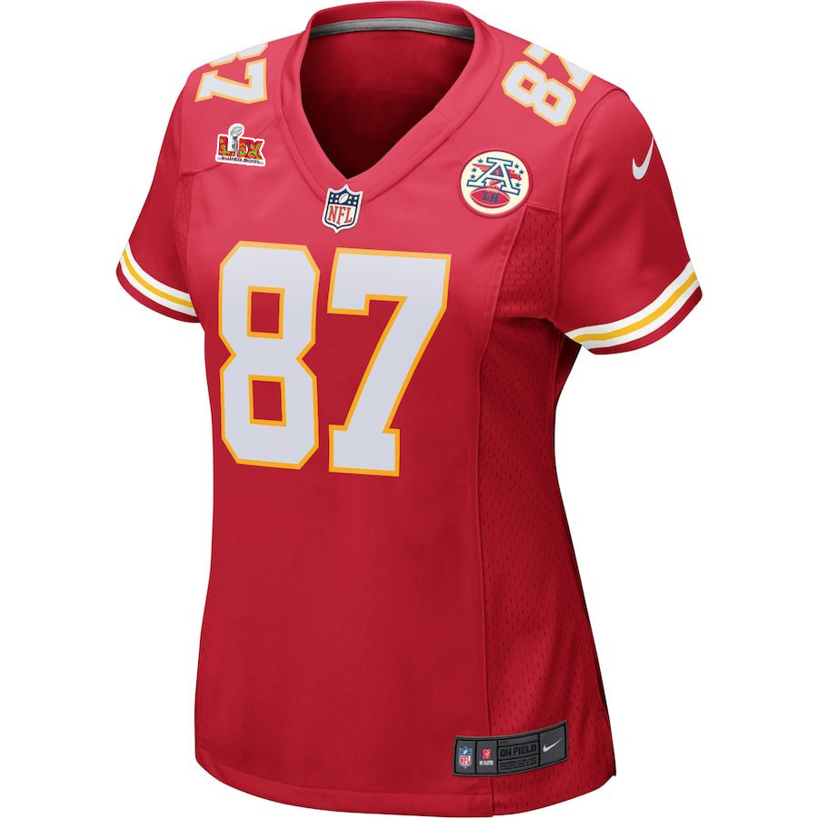 Travis Kelce #87 Kansas City Chiefs Super Bowl LIX Red NFL Jersey Women's