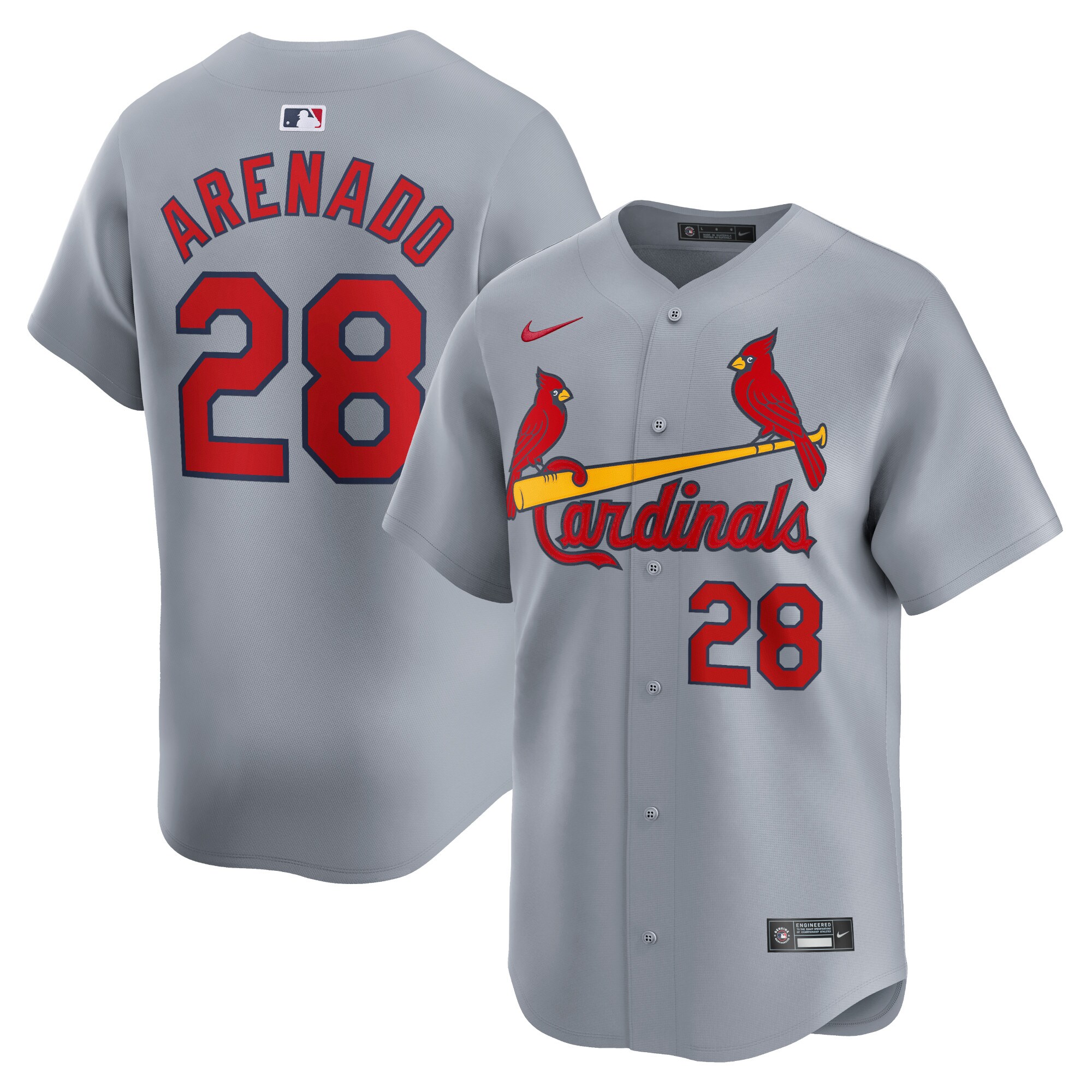 St. Louis Cardinals Nolan Arenado Gray Away Limited Player MLB Jersey Men's