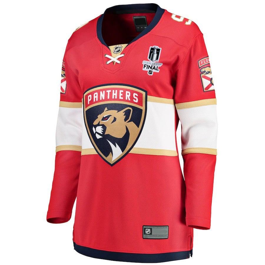 Sam Bennett 9 Florida Panthers 2024 STANLEY CUP Final Home Breakaway Red NHL Jersey Women's
