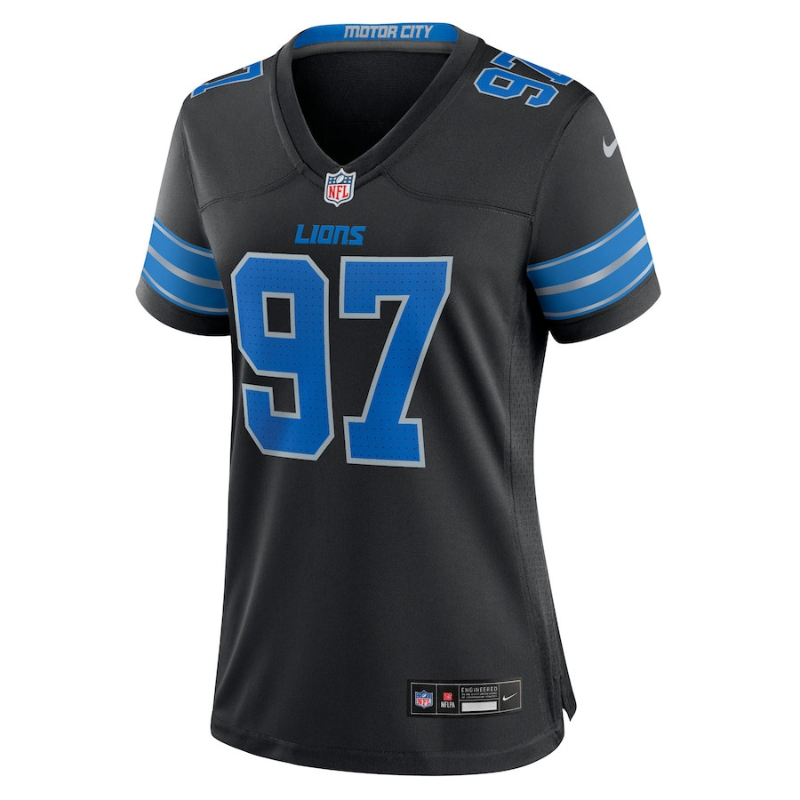 Aidan Hutchinson 97 Detroit Lions Alternate Game Black NFL Jersey Women's