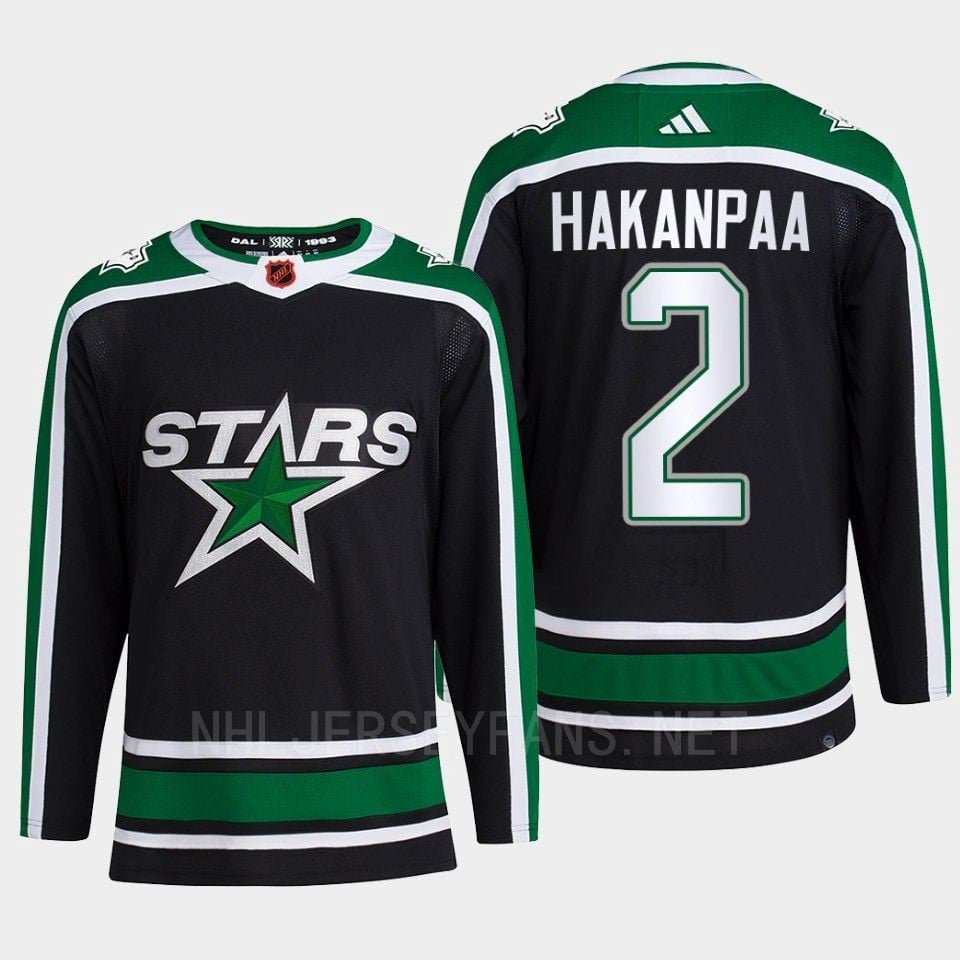 Jani Hakanpaa 2 Reverse Retro 2.0 Dallas Stars 2022 Black Pro Primegreen NHL Jersey Men's