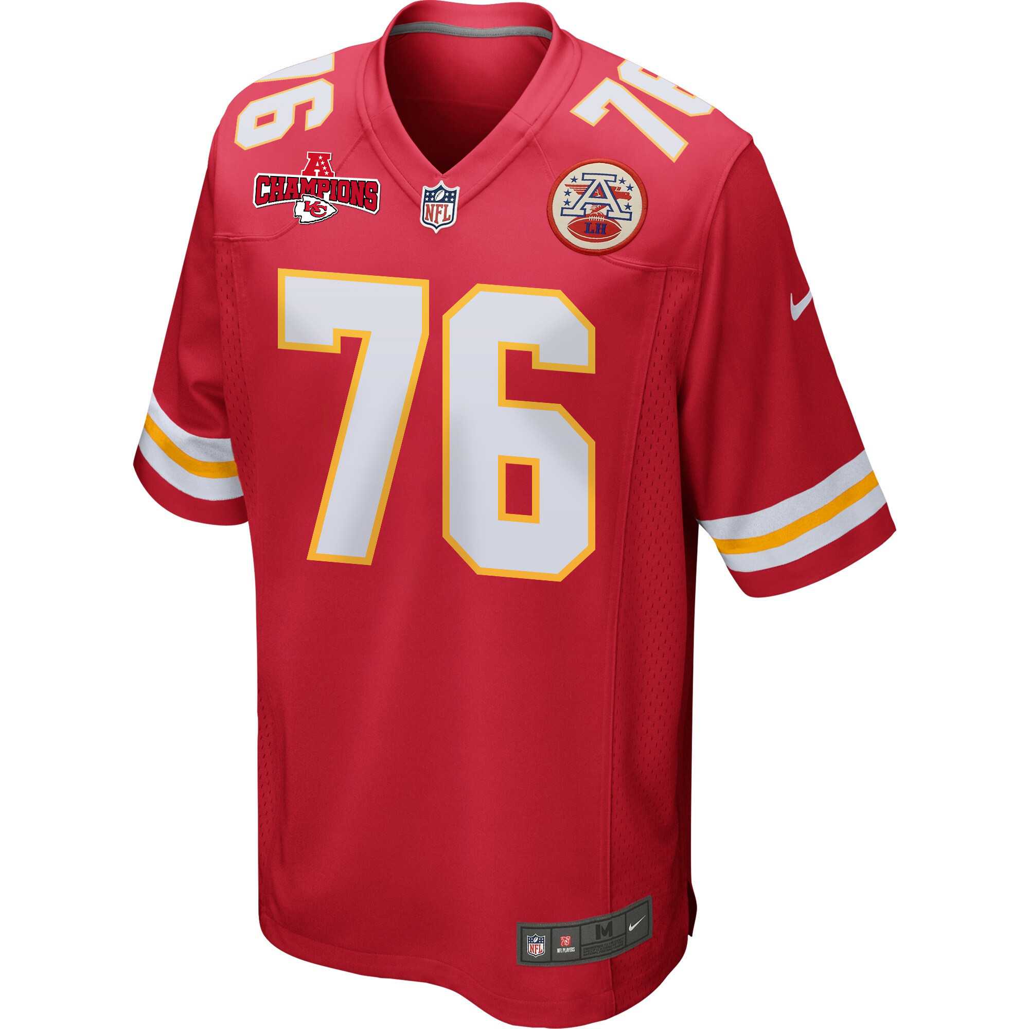 Prince Tega Wanogho 76 Kansas City Chiefs AFC Champions Patch Game Red NFL Jersey Men's