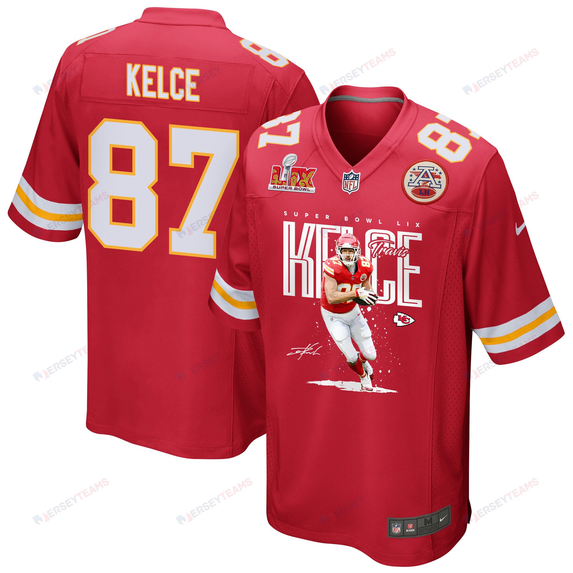 Travis Kelce 87 Kansas City Chiefs New Heights Knights Game Red NFL Jersey Men's
